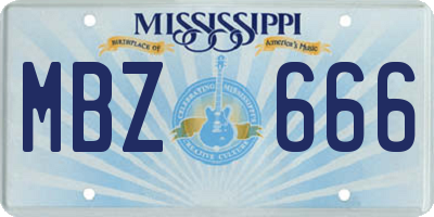 MS license plate MBZ666