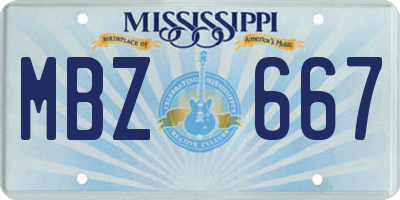 MS license plate MBZ667