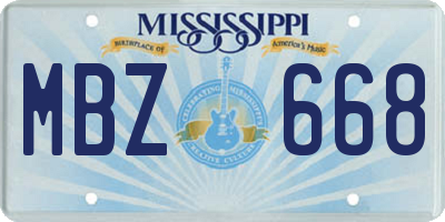 MS license plate MBZ668