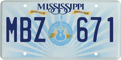 MS license plate MBZ671