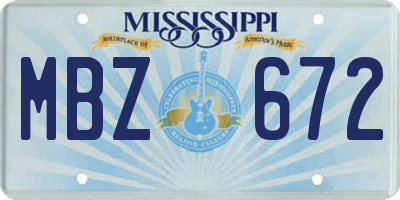 MS license plate MBZ672