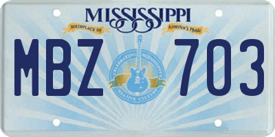 MS license plate MBZ703