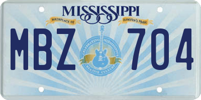 MS license plate MBZ704