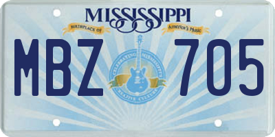MS license plate MBZ705
