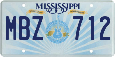 MS license plate MBZ712