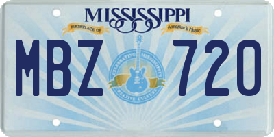 MS license plate MBZ720