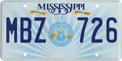MS license plate MBZ726