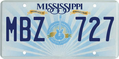MS license plate MBZ727