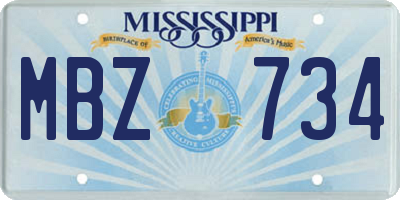 MS license plate MBZ734