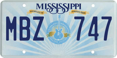MS license plate MBZ747