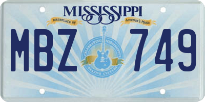 MS license plate MBZ749