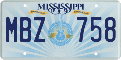 MS license plate MBZ758