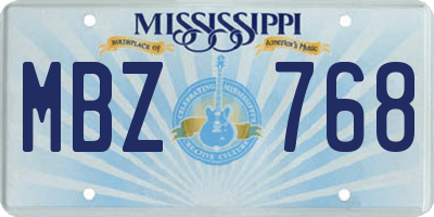 MS license plate MBZ768