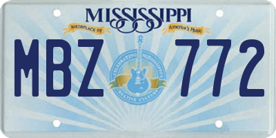 MS license plate MBZ772