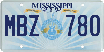 MS license plate MBZ780