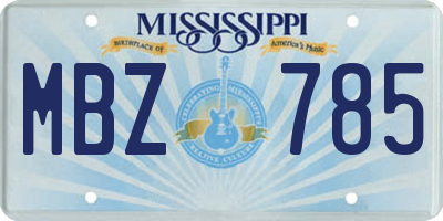 MS license plate MBZ785