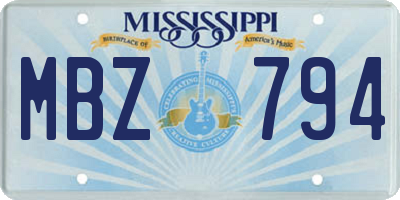 MS license plate MBZ794