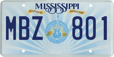 MS license plate MBZ801