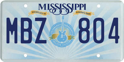MS license plate MBZ804
