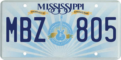 MS license plate MBZ805