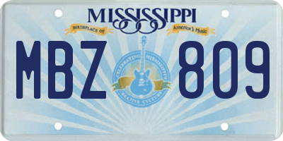 MS license plate MBZ809