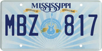 MS license plate MBZ817