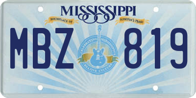 MS license plate MBZ819