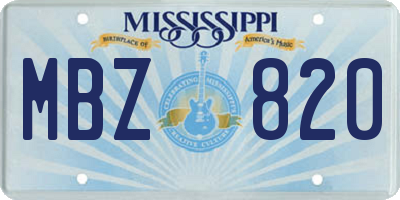 MS license plate MBZ820