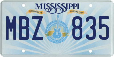 MS license plate MBZ835