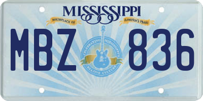MS license plate MBZ836