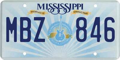MS license plate MBZ846
