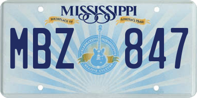 MS license plate MBZ847