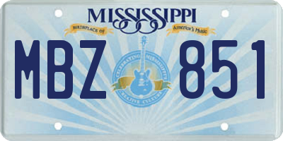 MS license plate MBZ851