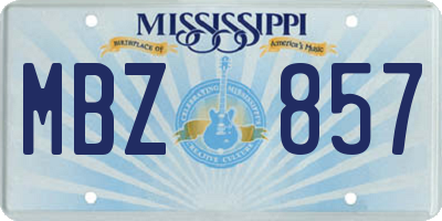 MS license plate MBZ857