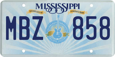 MS license plate MBZ858