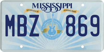 MS license plate MBZ869