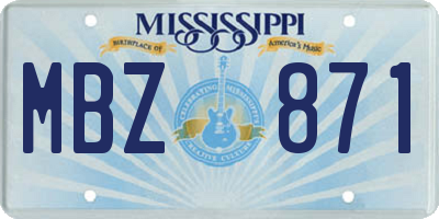 MS license plate MBZ871