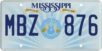 MS license plate MBZ876