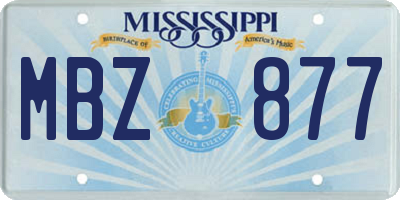 MS license plate MBZ877