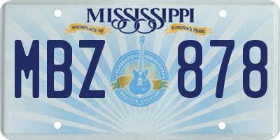 MS license plate MBZ878
