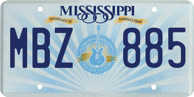 MS license plate MBZ885