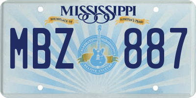 MS license plate MBZ887