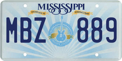 MS license plate MBZ889