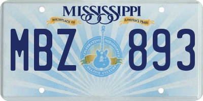 MS license plate MBZ893
