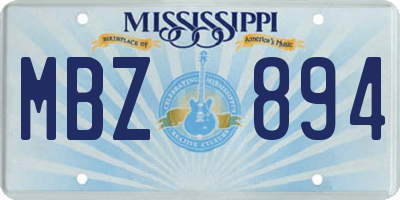 MS license plate MBZ894