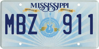 MS license plate MBZ911