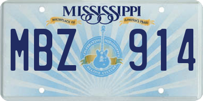 MS license plate MBZ914
