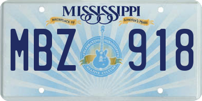 MS license plate MBZ918