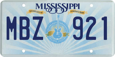 MS license plate MBZ921