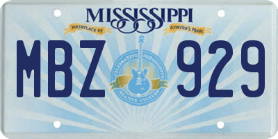 MS license plate MBZ929